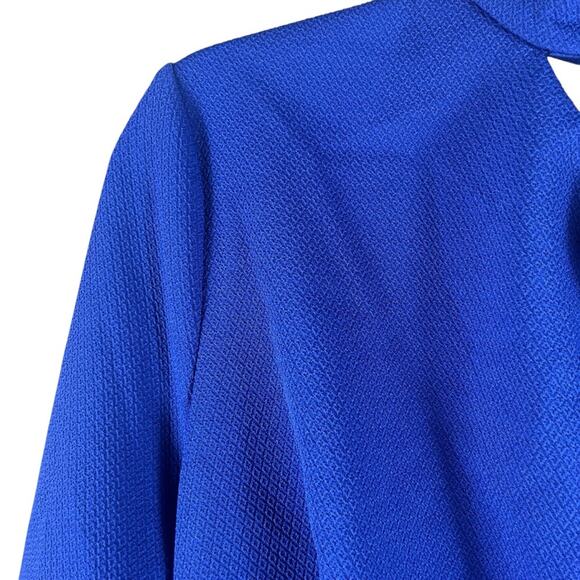 Trina Turk | NWT Gigi Open Shoulder Choker Cocktail Dress Y2K Gossip Girl Blue 8 - Picture 3 of 11